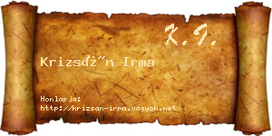 Krizsán Irma névjegykártya