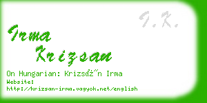 irma krizsan business card